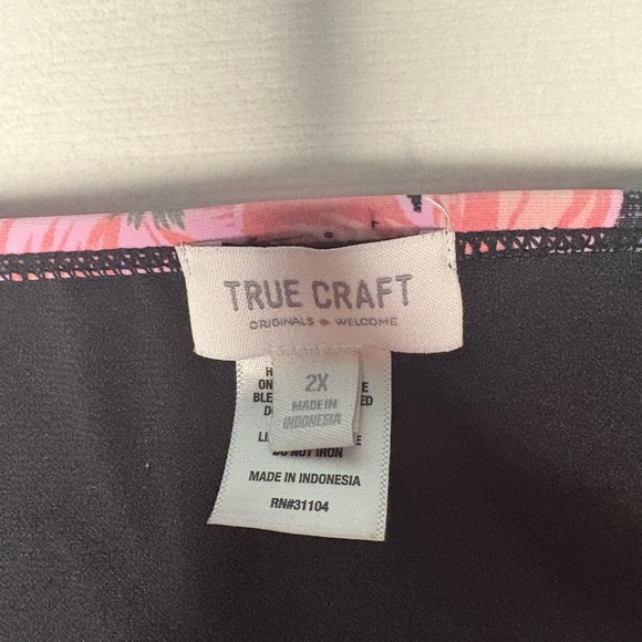 True Craft Black Bikini Bottom with Pink Floral Accents 2X - Picture 3 of 3